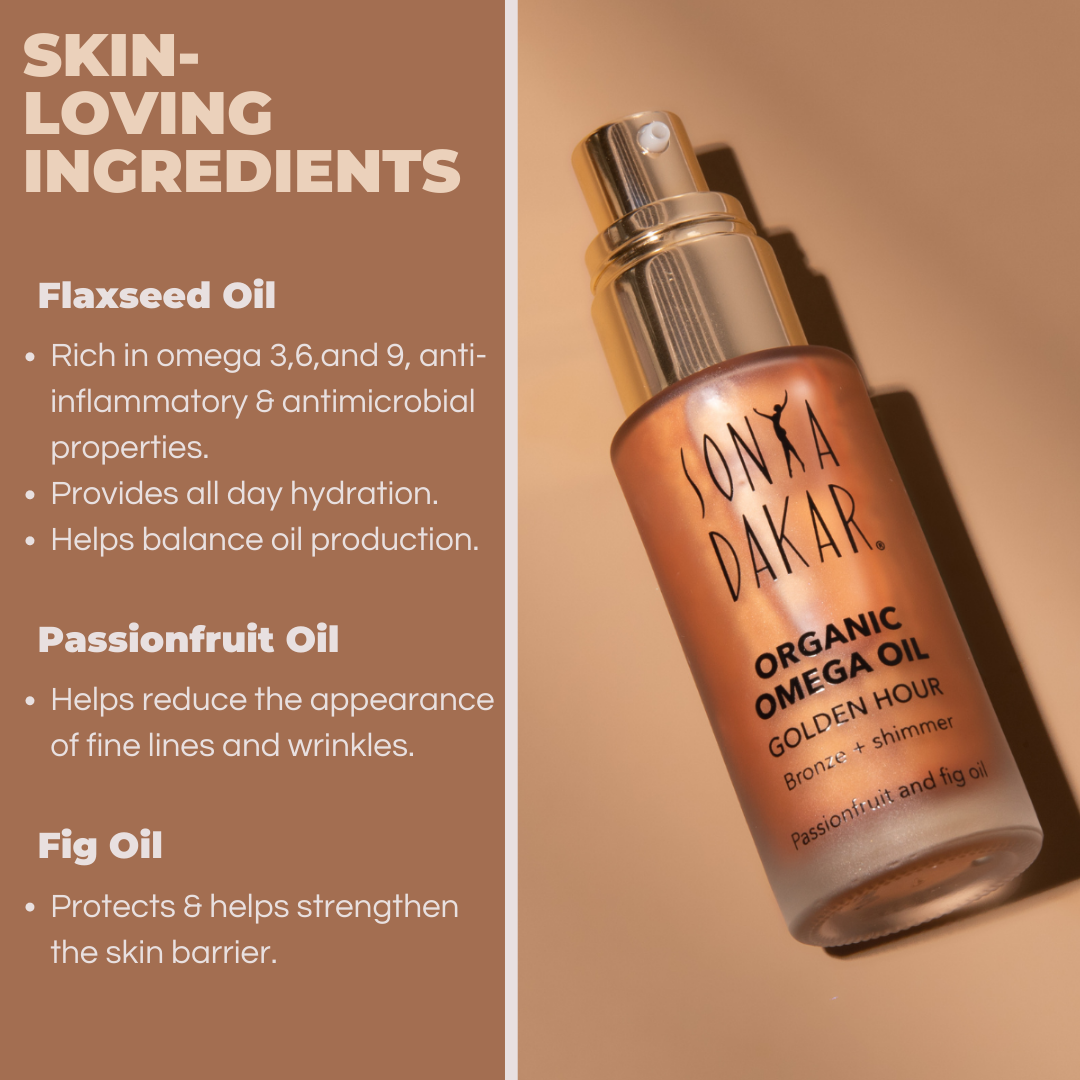 Golden Hour features skin-loving ingredients like flaxseed oil, passionfruit oil, and fig oil