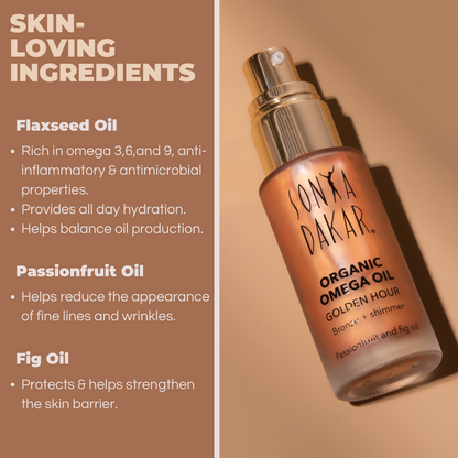 Golden Hour features skin-loving ingredients like flaxseed oil, passionfruit oil, and fig oil