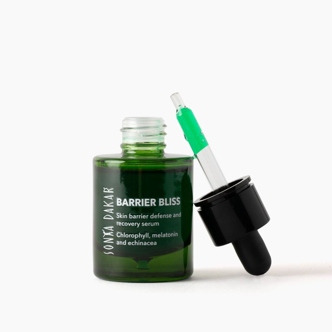 Model applying Barrier Bliss serum for post-procedure and stressed skin recovery