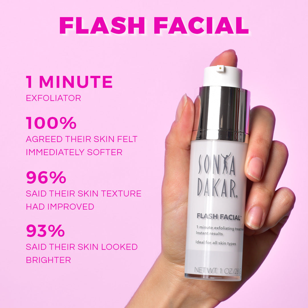 Flash Facial softens skin and improves texture in just 60 seconds
