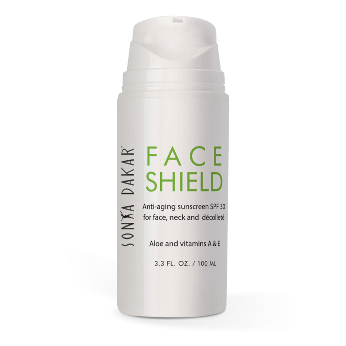 Sonya Dakar Face Shield SPF 30 anti-aging sunscreen with vitamin A, E, and aloe – 1.7 oz