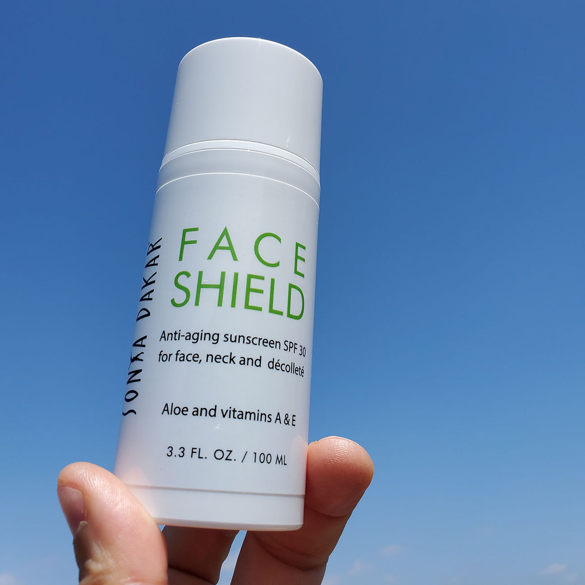 Sonya Dakar Face Shield sunscreen for all skin types – non-greasy UVA/UVB protection