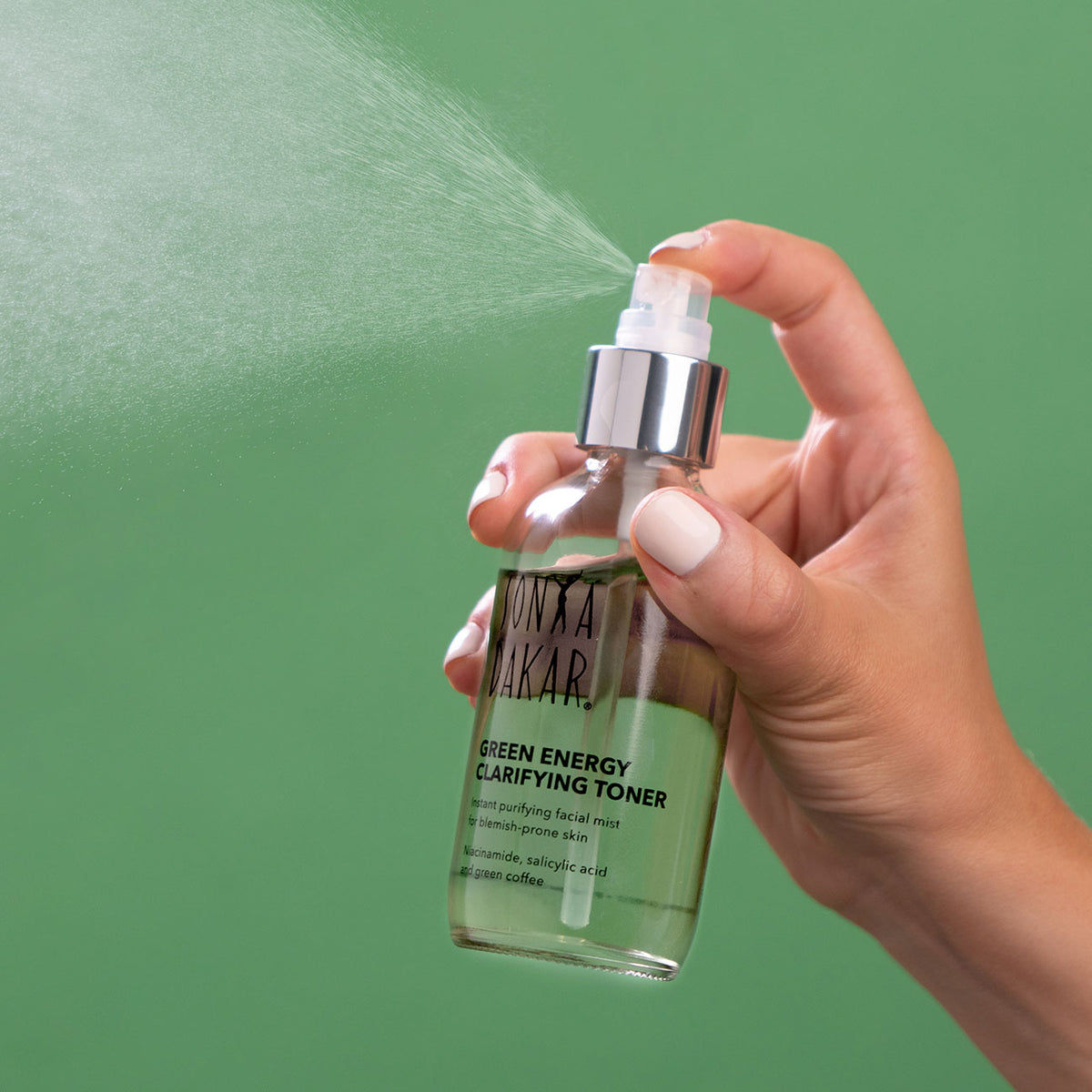 Green Energy toner ingredient callout – niacinamide and salicylic acid for pore refining